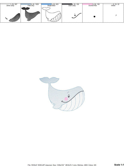 Whale embroidery designs - Fish embroidery design machine embroidery pattern - Ocean embroidery file - sea animal embroidery whale design Marcia Embroidery