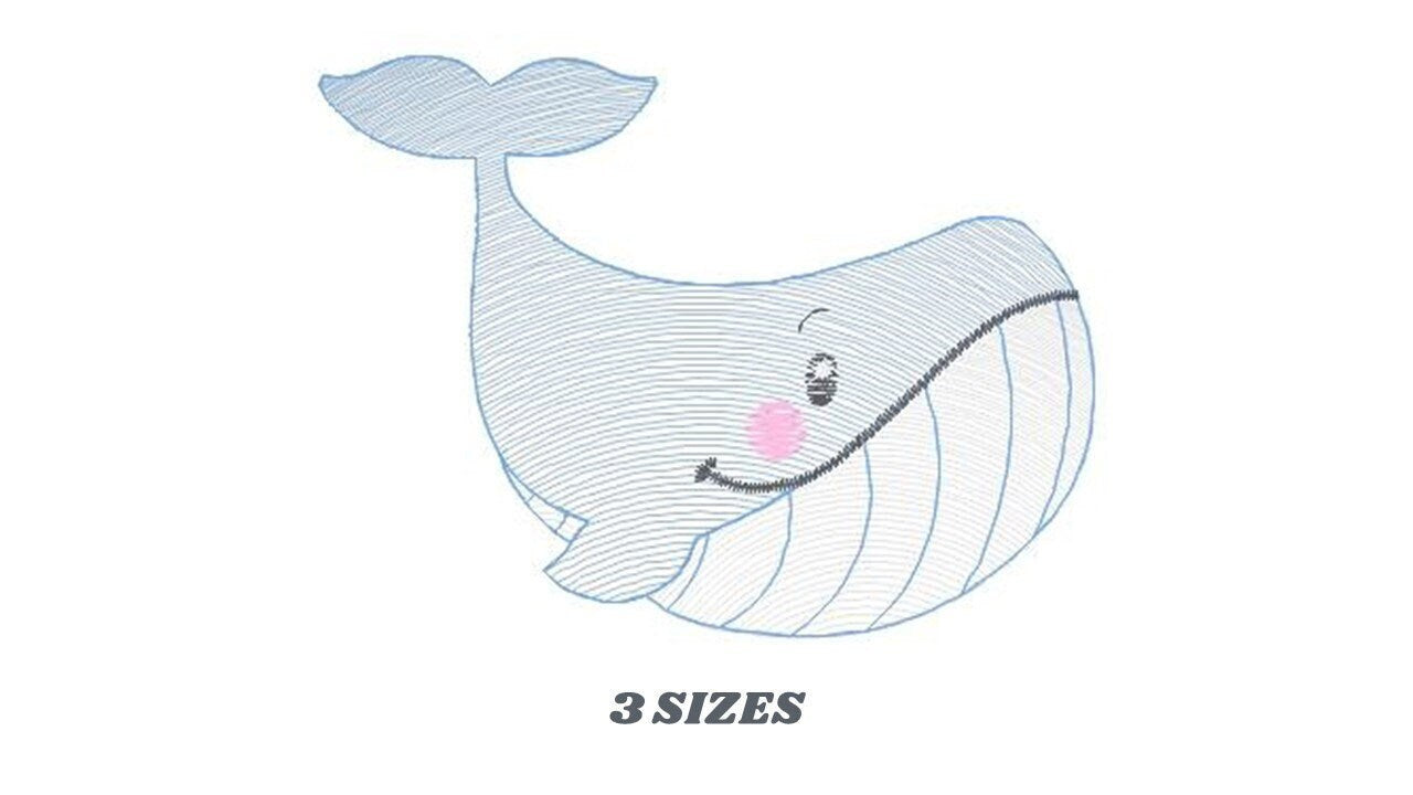 Whale embroidery designs - Fish embroidery design machine embroidery pattern - Ocean embroidery file - sea animal embroidery whale design Marcia Embroidery