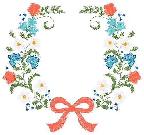 Laurel with lace and flowers embroidery designs - Floral wreath embroidery design machine embroidery pattern - instant digital download pes Marcia Embroidery