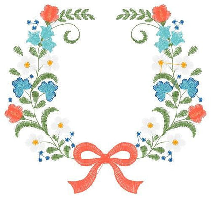 Laurel with lace and flowers embroidery designs - Floral wreath embroidery design machine embroidery pattern - instant digital download pes Marcia Embroidery