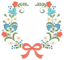 Load image into Gallery viewer, Laurel with lace and flowers embroidery designs - Floral wreath embroidery design machine embroidery pattern - instant digital download pes
