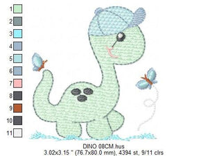 Dinosaur embroidery designs - Dino embroidery design machine embroidery pattern - instant download - Baby boy embroidery file brontosaurus