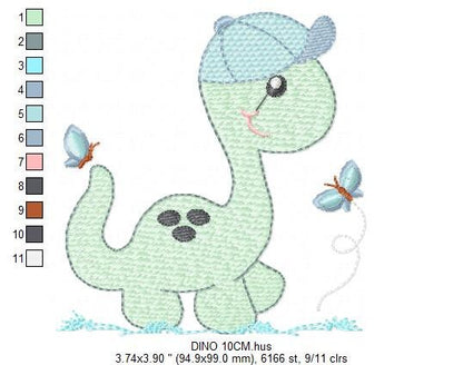 Dinosaur embroidery designs - Dino embroidery design machine embroidery pattern - instant download - Baby boy embroidery file brontosaurus Marcia Embroidery