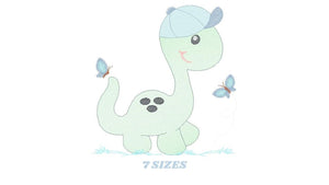 Dinosaur embroidery designs - Dino embroidery design machine embroidery pattern - instant download - Baby boy embroidery file brontosaurus