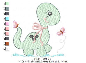 Dinosaur embroidery designs - Dino embroidery design machine embroidery pattern - instant download - Baby boy embroidery file brontosaurus