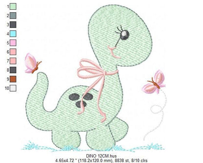 Dinosaur embroidery designs - Dino embroidery design machine embroidery pattern - instant download - Baby boy embroidery file brontosaurus Marcia Embroidery