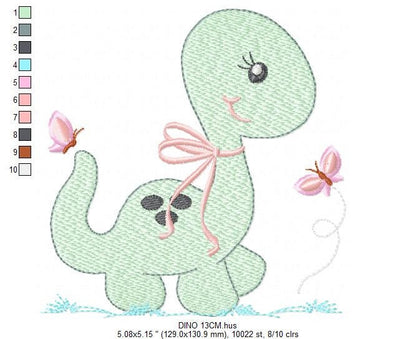 Dinosaur embroidery designs - Dino embroidery design machine embroidery pattern - instant download - Baby boy embroidery file brontosaurus