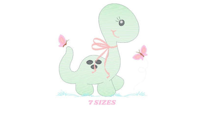 Dinosaur embroidery designs - Dino embroidery design machine embroidery pattern - instant download - Baby boy embroidery file brontosaurus Marcia Embroidery