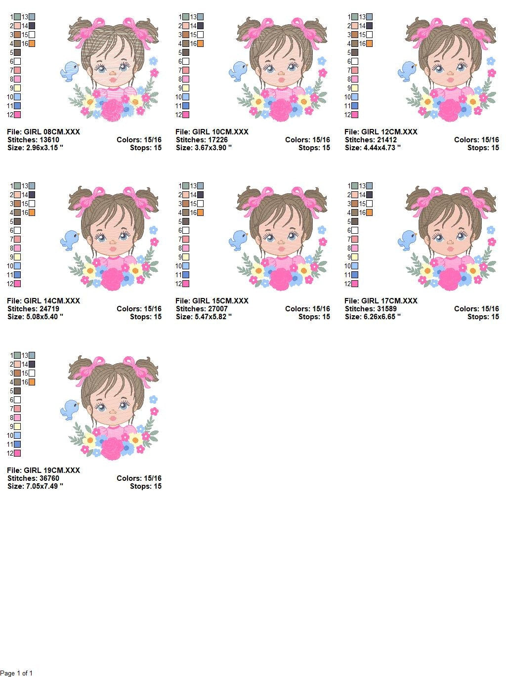 Girl embroidery designs - Flower girl embroidery design machine embroidery pattern - girl with flowers embroidery file butterfly embroidery