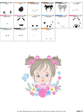 Cargar imagen en el visor de la galería, Girl embroidery designs - Flower girl embroidery design machine embroidery pattern - girl with flowers embroidery file butterfly embroidery
