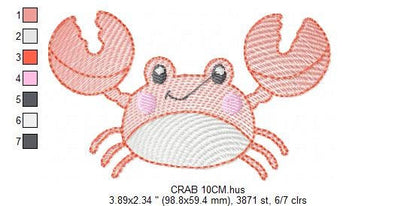 Crab embroidery design - Beach embroidery designs machine embroidery pattern - animal embroidery file - kid sea beach instant download
