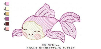 Fish embroidery designs - Ocean animals embroidery design machine embroidery pattern - Sleeping fish embroidery file - delicate sea animals Marcia Embroidery