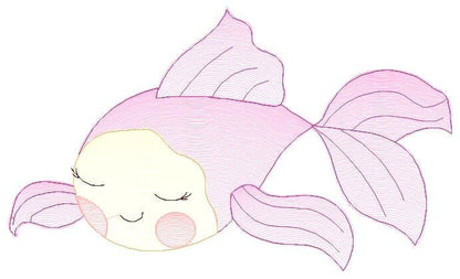 Fish embroidery designs - Ocean animals embroidery design machine embroidery pattern - Sleeping fish embroidery file - delicate sea animals Marcia Embroidery