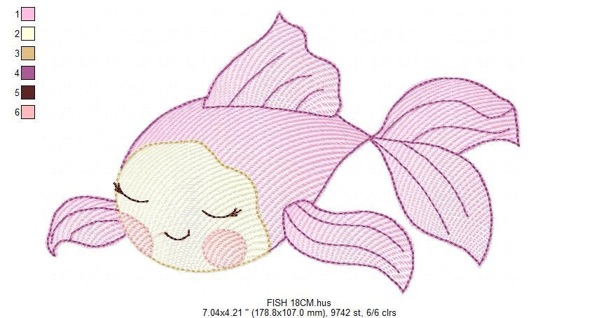 Fish embroidery designs - Ocean animals embroidery design machine embroidery pattern - Sleeping fish embroidery file - delicate sea animals Marcia Embroidery