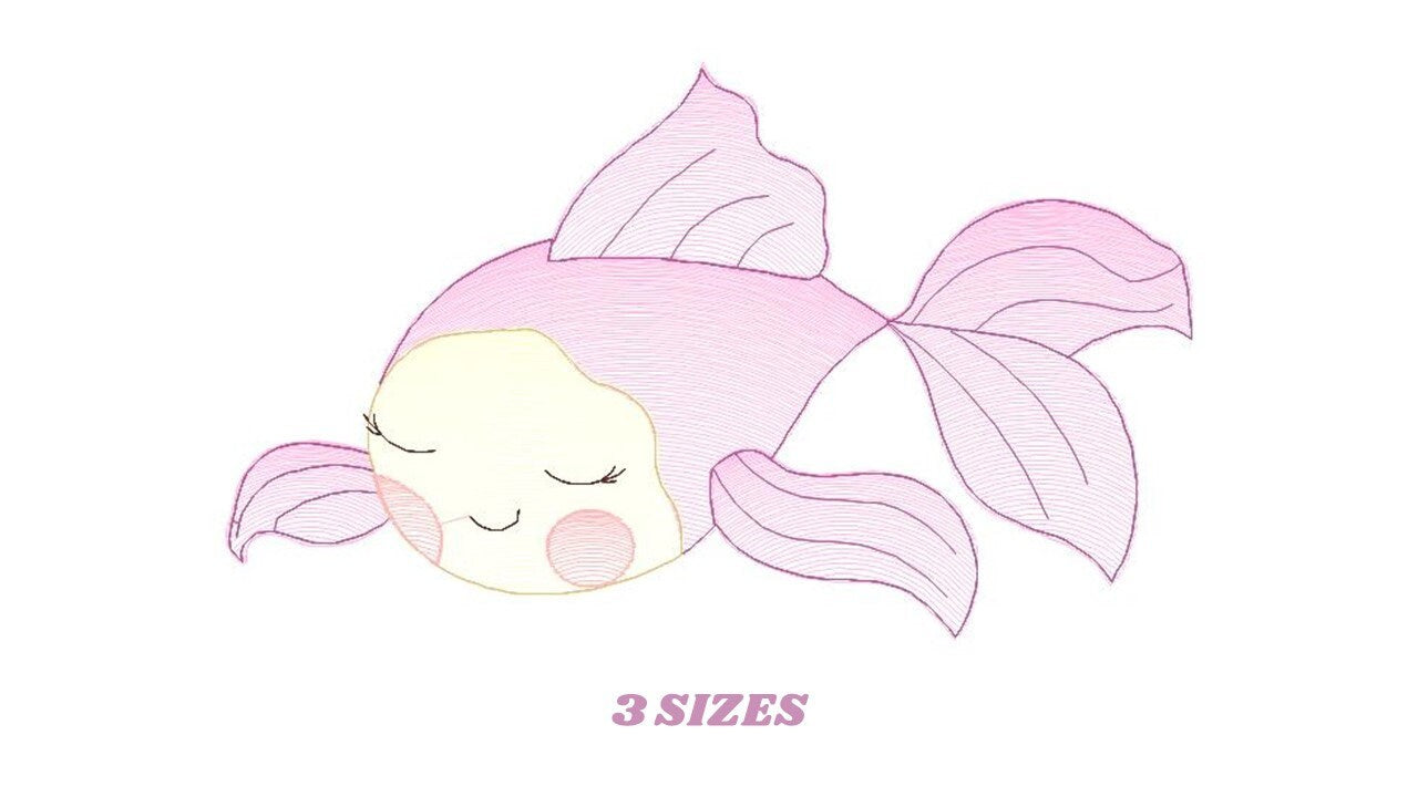 Fish embroidery designs - Ocean animals embroidery design machine embroidery pattern - Sleeping fish embroidery file - delicate sea animals Marcia Embroidery