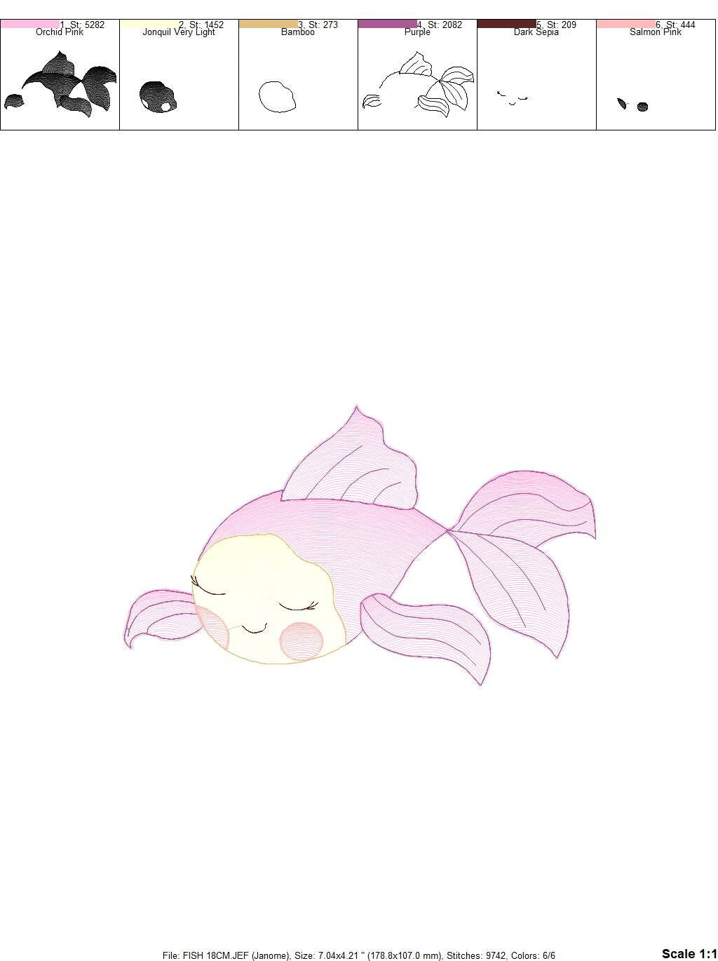 Fish embroidery designs - Ocean animals embroidery design machine embroidery pattern - Sleeping fish embroidery file - delicate sea animals Marcia Embroidery