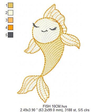 Fish embroidery designs - Sea Ocean animals embroidery design machine embroidery pattern - Carp embroidery file - instant download pes jef Marcia Embroidery