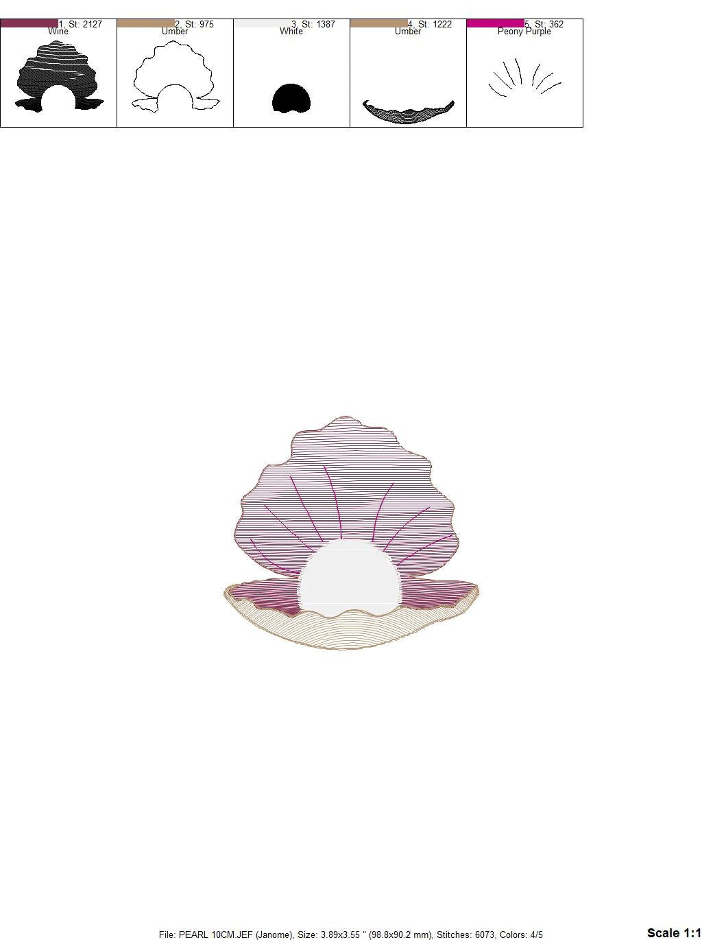 Ocean Pearl embroidery designs - Deep sea shells machine embroidery pattern - Children file - Instant digital download pes jef dst hus vp3 Marcia Embroidery