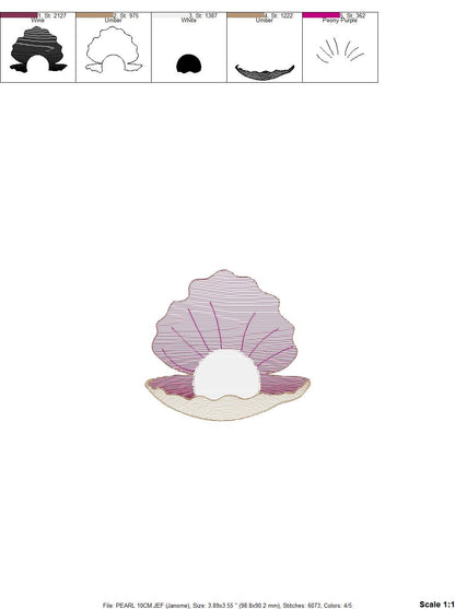 Ocean Pearl embroidery designs - Deep sea shells machine embroidery pattern - Children file - Instant digital download pes jef dst hus vp3 Marcia Embroidery