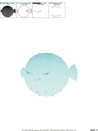 Puffer Fish embroidery designs - Ocean animals embroidery design machine embroidery pattern - Sleeping fish embroidery file - sea animals