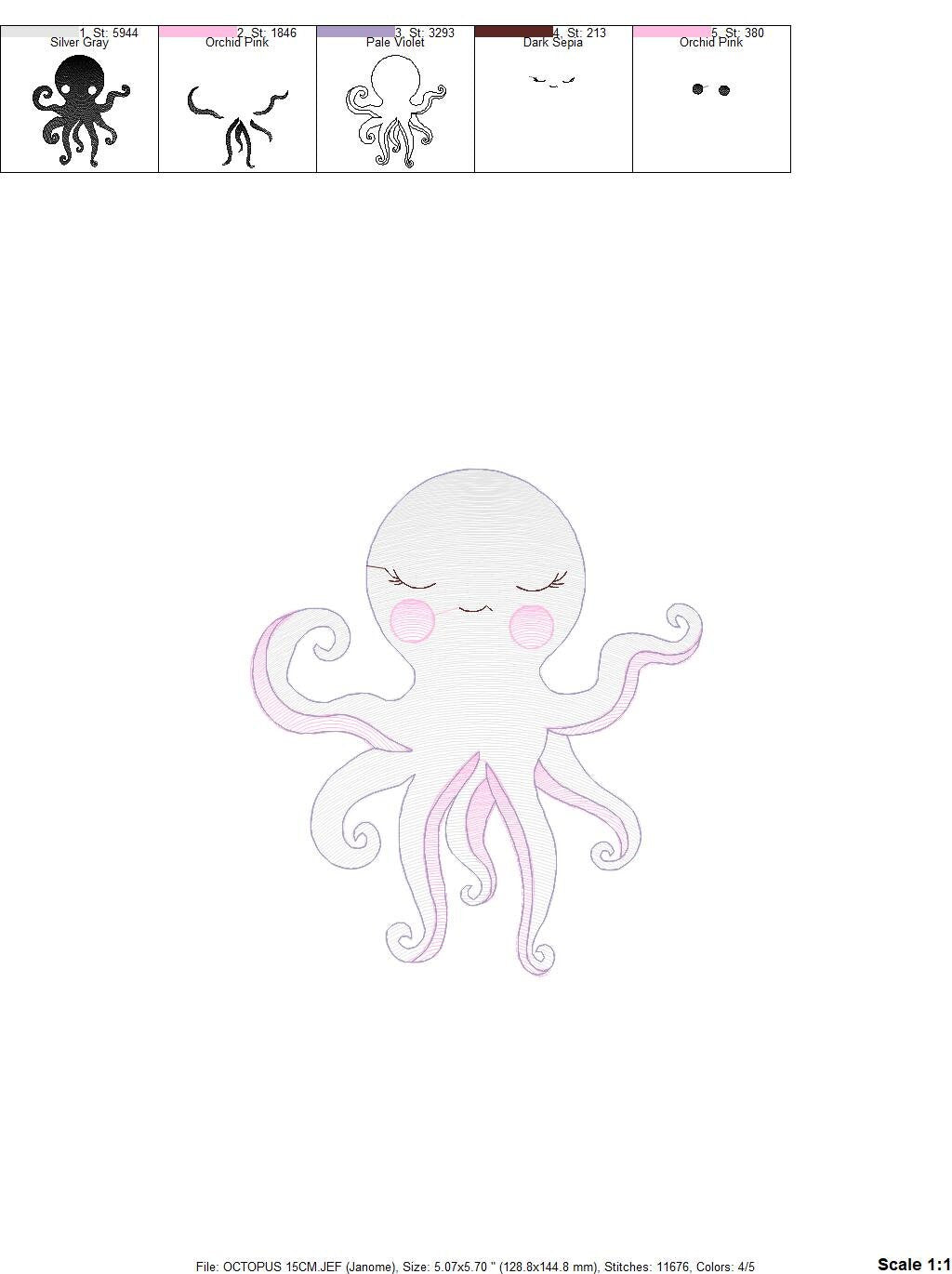 Jellyfish embroidery design - Octopus embroidery designs machine embroidery pattern - Ocean animals embroidery - instant digital download Marcia Embroidery