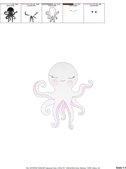 Jellyfish embroidery design - Octopus embroidery designs machine embroidery pattern - Ocean animals embroidery - instant digital download Marcia Embroidery