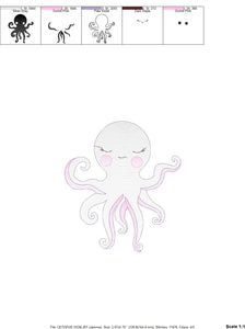 Jellyfish embroidery design - Octopus embroidery designs machine embroidery pattern - Ocean animals embroidery - instant digital download