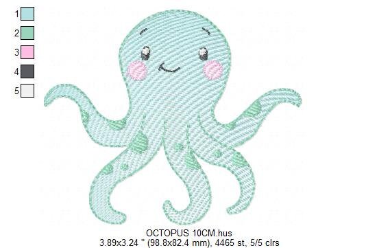 Jellyfish embroidery design - Octopus embroidery designs machine embroidery pattern - Ocean animals embroidery - instant digital download - Marcia Embroidery