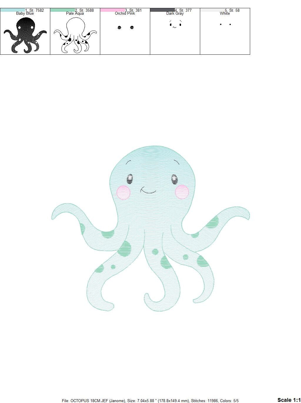 Jellyfish embroidery design - Octopus embroidery designs machine embroidery pattern - Ocean animals embroidery - instant digital download - Marcia Embroidery