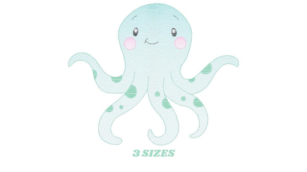Jellyfish embroidery design - Octopus embroidery designs machine embroidery pattern - Ocean animals embroidery - instant digital download - Marcia Embroidery