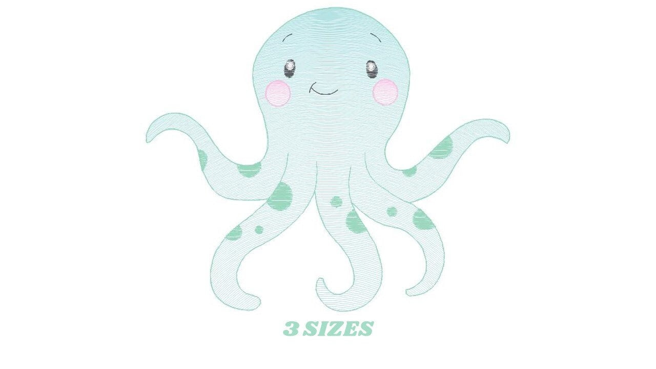 Jellyfish embroidery design - Octopus embroidery designs machine embroidery pattern - Ocean animals embroidery - instant digital download - Marcia Embroidery