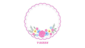 Frame embroidery designs - Flower embroidery design machine embroidery pattern - Rose embroidery file girl embroidery - roses frame design