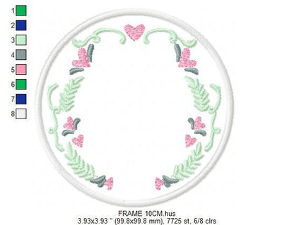 Floral Monogram Frame embroidery designs - Flower Laurel wreath embroidery design machine embroidery pattern - instant digital download pes Marcia Embroidery