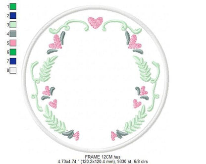 Floral Monogram Frame embroidery designs - Flower Laurel wreath embroidery design machine embroidery pattern - instant digital download pes Marcia Embroidery
