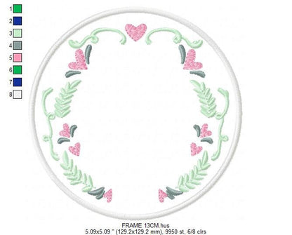 Floral Monogram Frame embroidery designs - Flower Laurel wreath embroidery design machine embroidery pattern - instant digital download pes Marcia Embroidery