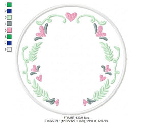 Floral Monogram Frame embroidery designs - Flower Laurel wreath embroidery design machine embroidery pattern - instant digital download pes