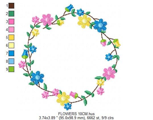 Monogram Frame embroidery designs - Flower embroidery design machine embroidery pattern - Floral wreath embroidery file - digital download