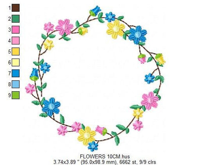 Monogram Frame embroidery designs - Flower embroidery design machine embroidery pattern - Floral wreath embroidery file - digital download