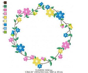Monogram Frame embroidery designs - Flower embroidery design machine embroidery pattern - Floral wreath embroidery file - digital download