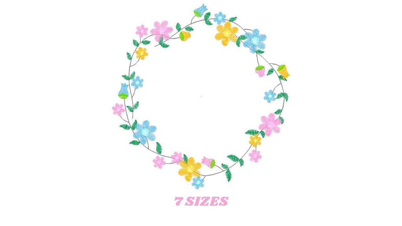 Monogram Frame embroidery designs - Flower embroidery design machine embroidery pattern - Floral wreath embroidery file - digital download