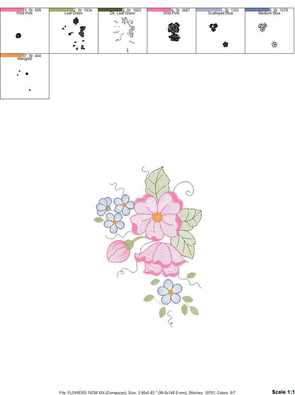 Flowers embroidery designs - Flower embroidery design machine embroidery pattern - Floral embroidery file - instant download digital file - Marcia Embroidery