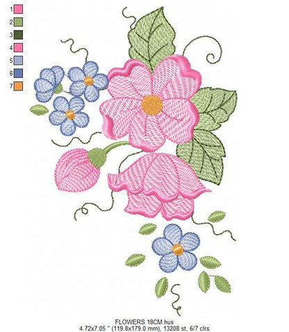 Flowers embroidery designs - Flower embroidery design machine embroidery pattern - Floral embroidery file - instant download digital file - Marcia Embroidery