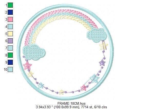 Rainbow Monogram Frame embroidery designs - Stars frame embroidery design machine embroidery pattern - Patch embroidery download pes jef hus - Marcia Embroidery
