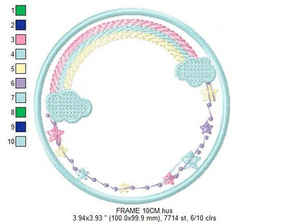 Rainbow Monogram Frame embroidery designs - Stars frame embroidery design machine embroidery pattern - Patch embroidery download pes jef hus - Marcia Embroidery