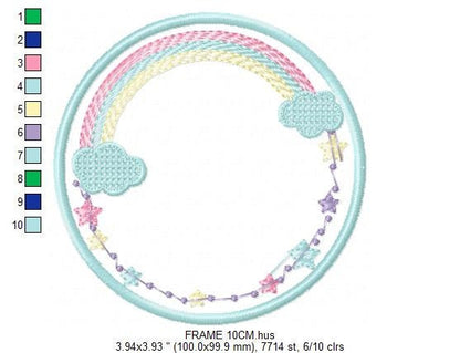 Rainbow Monogram Frame embroidery designs - Stars frame embroidery design machine embroidery pattern - Patch embroidery download pes jef hus