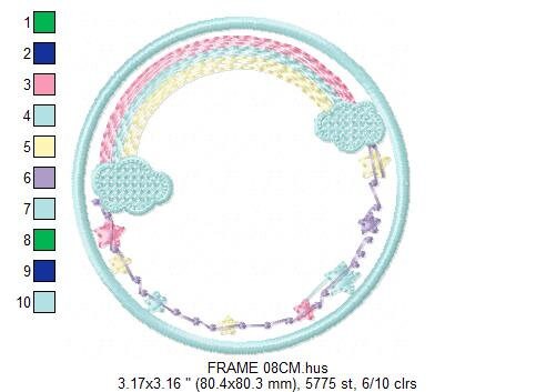 Rainbow Monogram Frame embroidery designs - Stars frame embroidery design machine embroidery pattern - Patch embroidery download pes jef hus - Marcia Embroidery