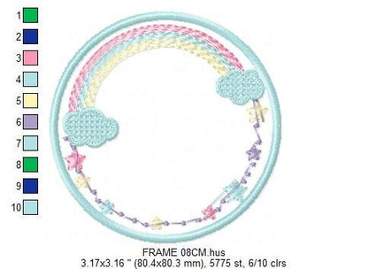 Rainbow Monogram Frame embroidery designs - Stars frame embroidery design machine embroidery pattern - Patch embroidery download pes jef hus - Marcia Embroidery