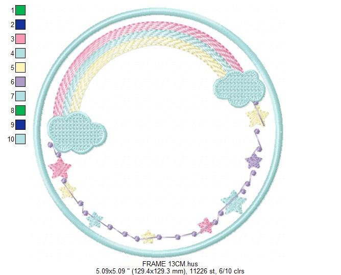 Rainbow Monogram Frame embroidery designs - Stars frame embroidery design machine embroidery pattern - Patch embroidery download pes jef hus - Marcia Embroidery