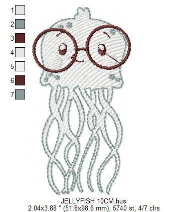 Jellyfish embroidery design - Sea animals embroidery designs machine embroidery pattern - Ocean animals embroidery file - instant download Marcia Embroidery