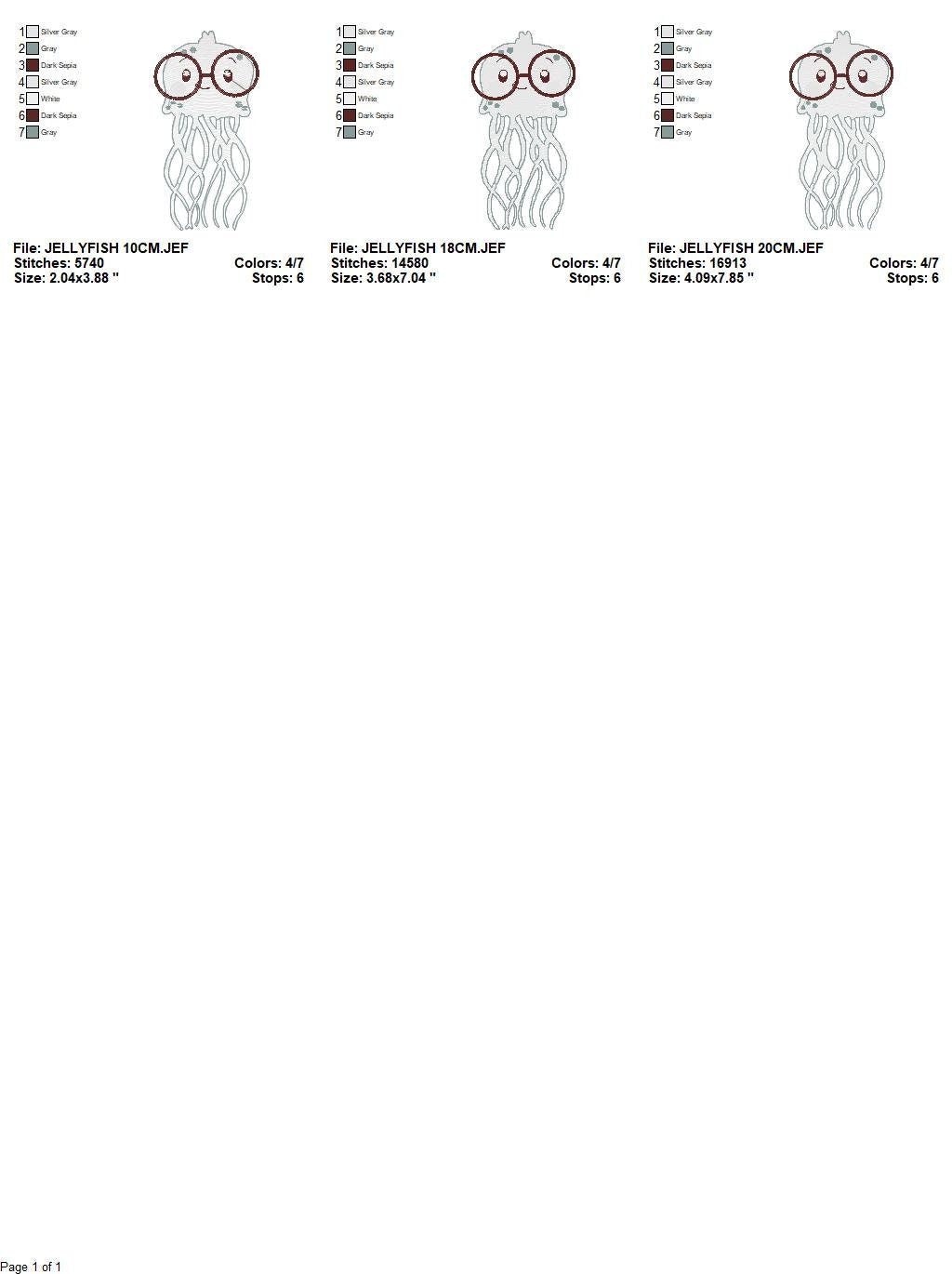 Jellyfish embroidery design - Sea animals embroidery designs machine embroidery pattern - Ocean animals embroidery file - instant download Marcia Embroidery
